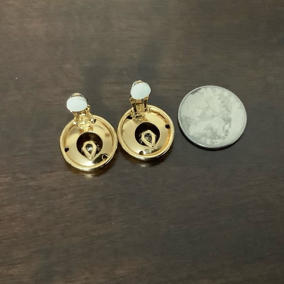 ❗️DIAMOND Cubic Zirconia & Gold Clip On Vintage Earrings NEW $88! - Picture 5 of 5